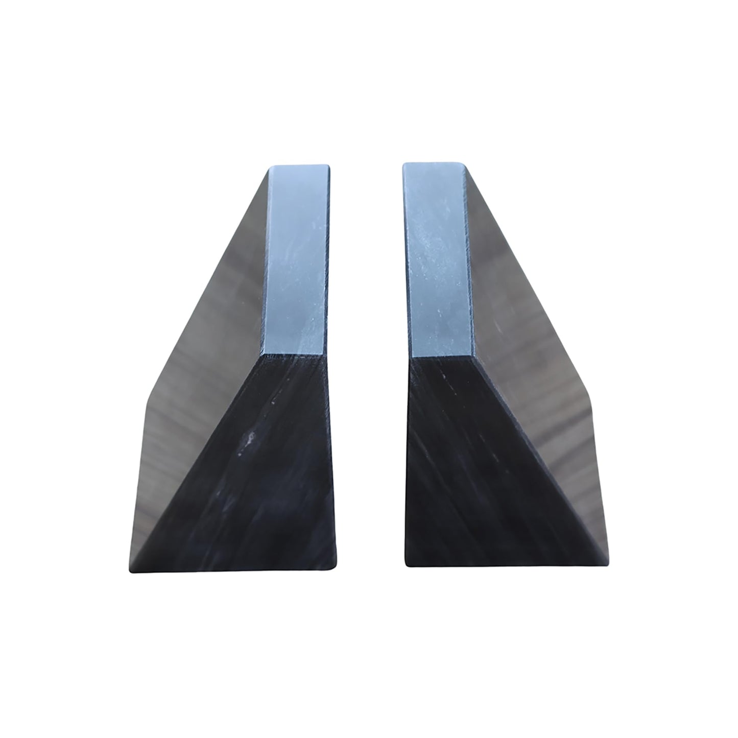 Fox Run 100% Natural Polished Marble Bookends, Black, Set of 2, Smaller Triangular