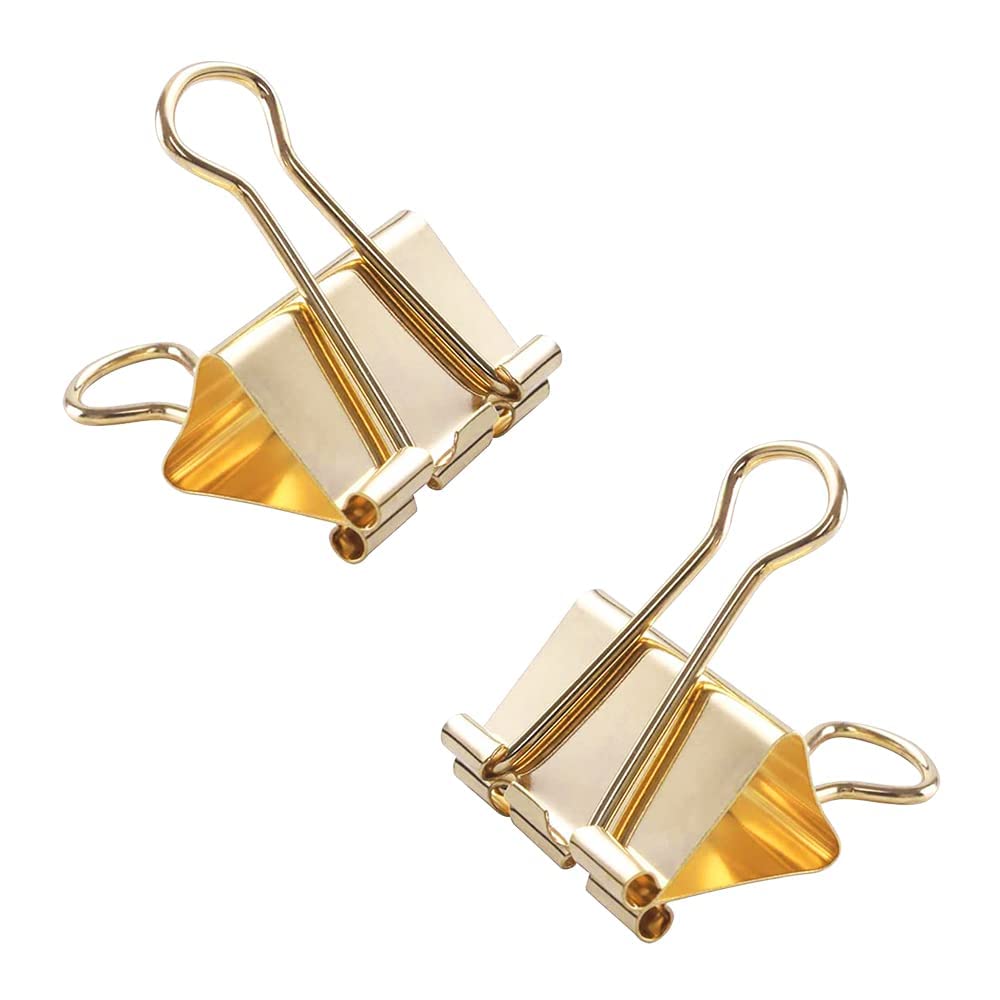 Medium Binder Clips Width 1.25 Inch Capacity 0.6 Inch Gold 24 PCS, Binder Clips 32mm for Teacher