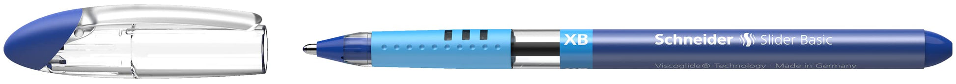 Schneider 151277 Slider Basic XB Pack of 6 and 1 x Slider Rave XB Ballpoint Pen with Case, Blue Ink