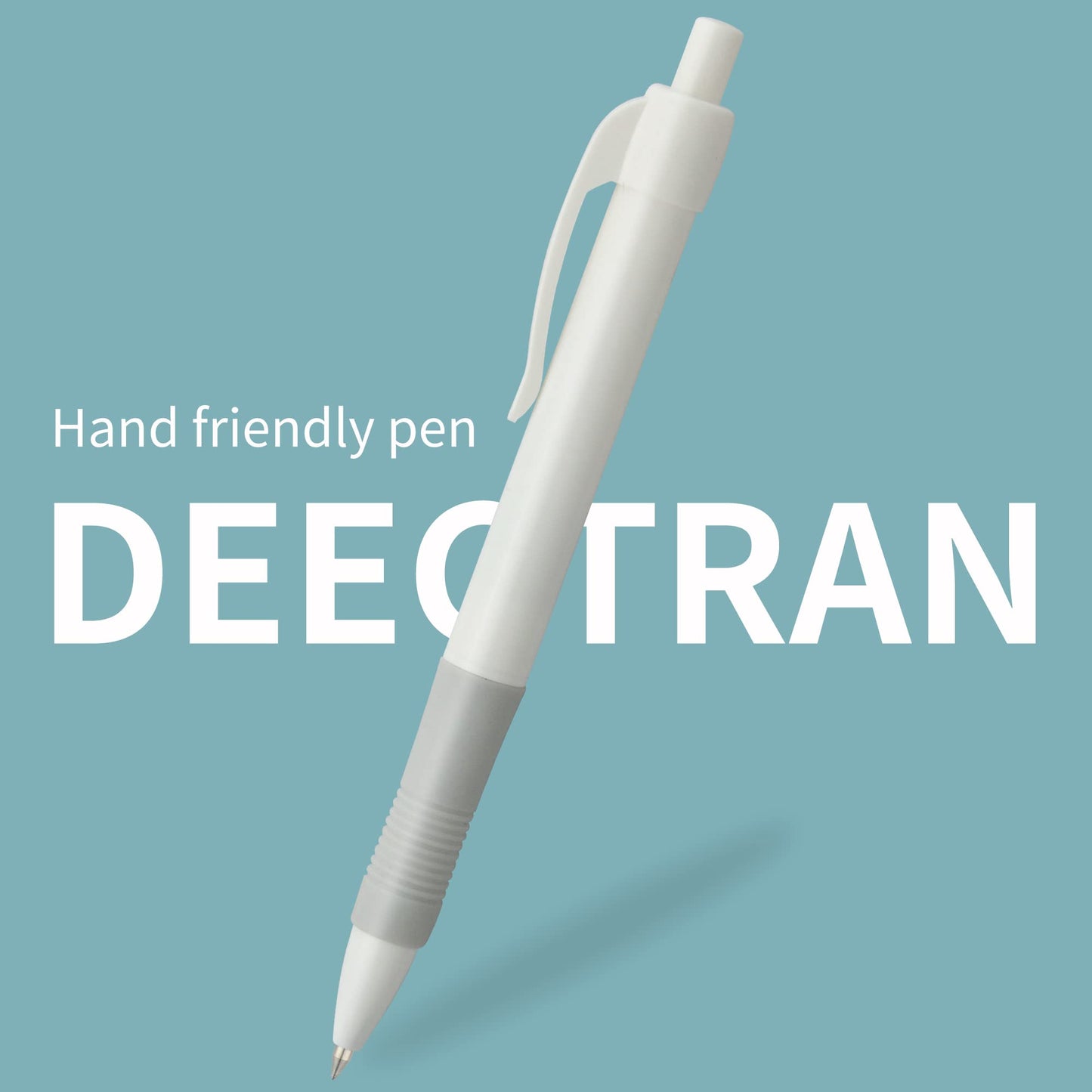 deegtran Pens Bulk, 50 Pack No Bleed White Barrel Black Ink Click Pens with Soft Grip, Wholesale
