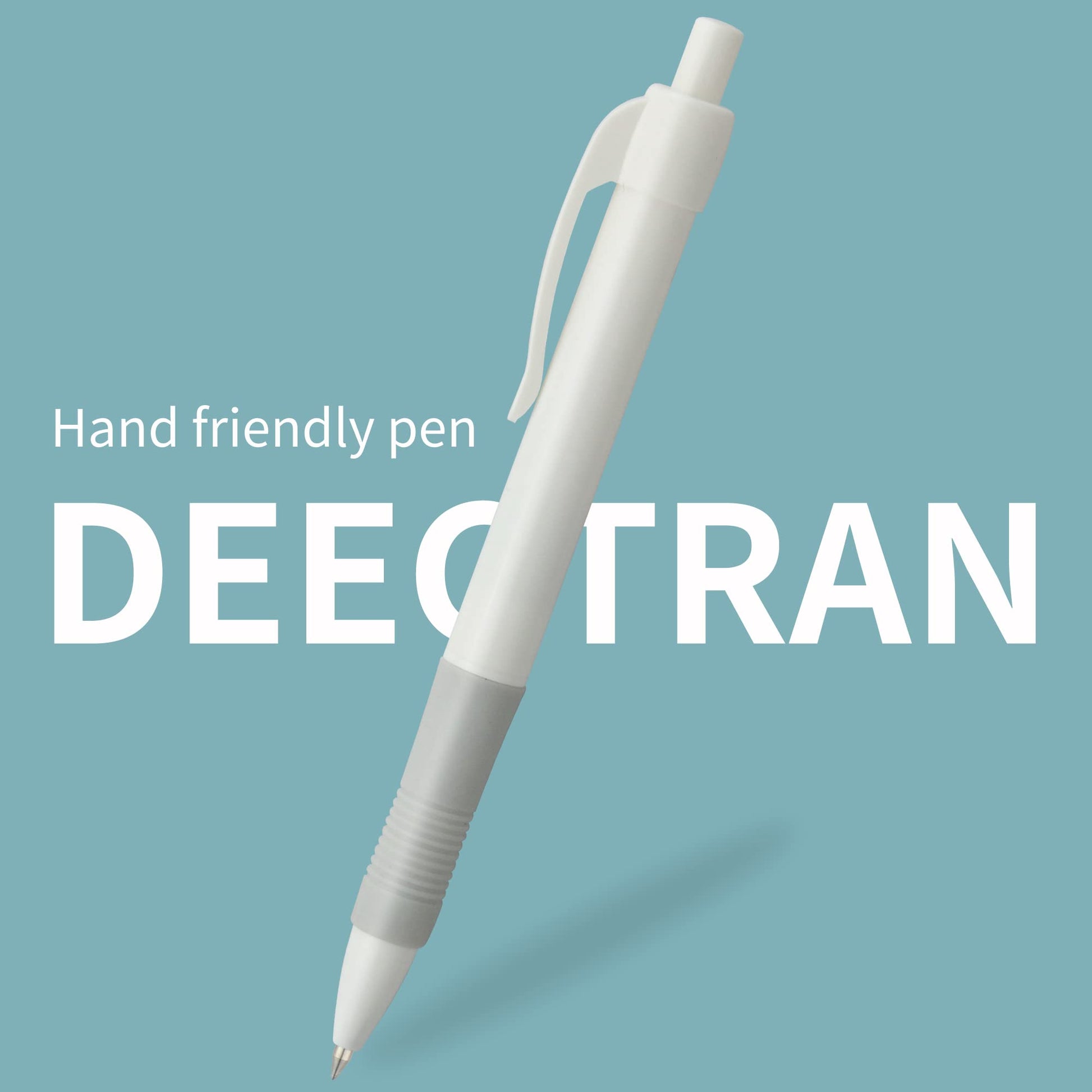deegtran Pens Bulk, 50 Pack No Bleed White Barrel Black Ink Click Pens with Soft Grip, Wholesale