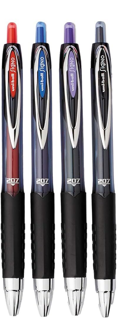Advantage Gifts Signo 207 Roller Ball Retractable Gel Pens, Medium Point (0.7mm), Black Blue Red