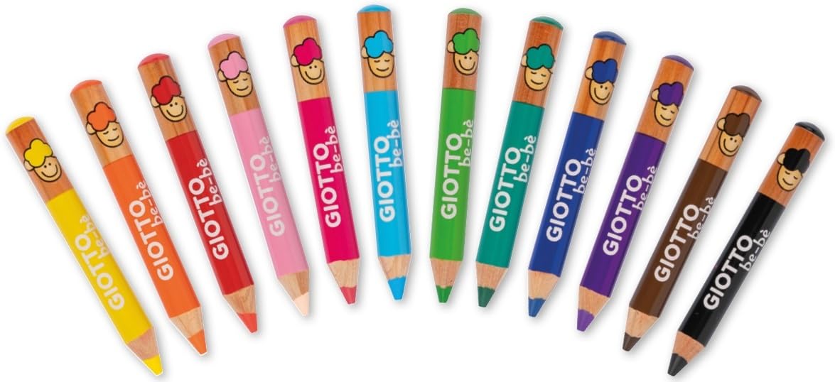 GIOTTO be-bè Large Colouring Pencils Set, 10 Assorted Colours, Super Washable, Suitable for Ages