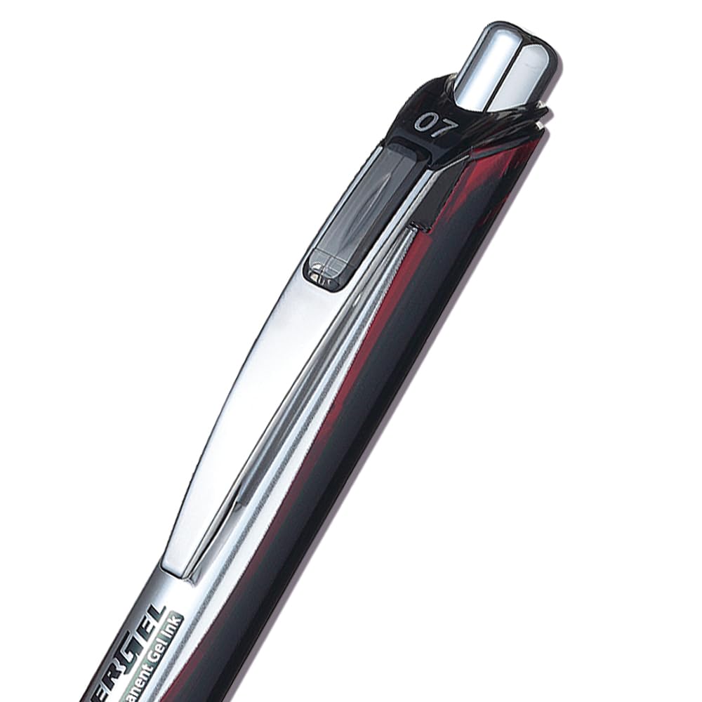 Pentel EnerGel PRO Permanent Gel Pen, (0.7mm) Medium Line, Red Ink, Box of 12 Pens (BLP77-B)