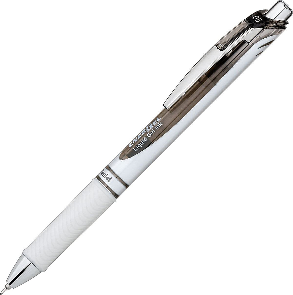Pentel EnerGel Pearl RTX Gel Pen, (0.5mm), Fine Line, Needle Tip, Black Ink, Box of 12 (BLN75PW-A)