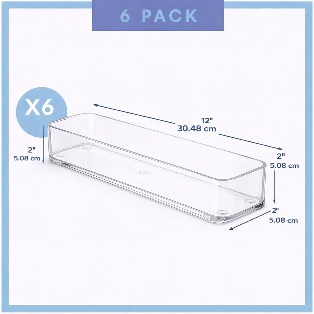 primebox Plastic Clear Acrylic Drawer Organizers. Bathroom, Kitchen, Bedroom, Utensils, Office