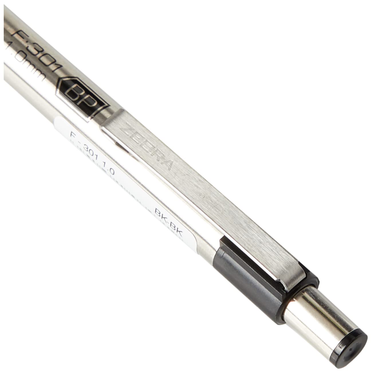 Zebra Pen 21971 1.0mm F-301 Stainless Steel Ballpoint Pen - Black