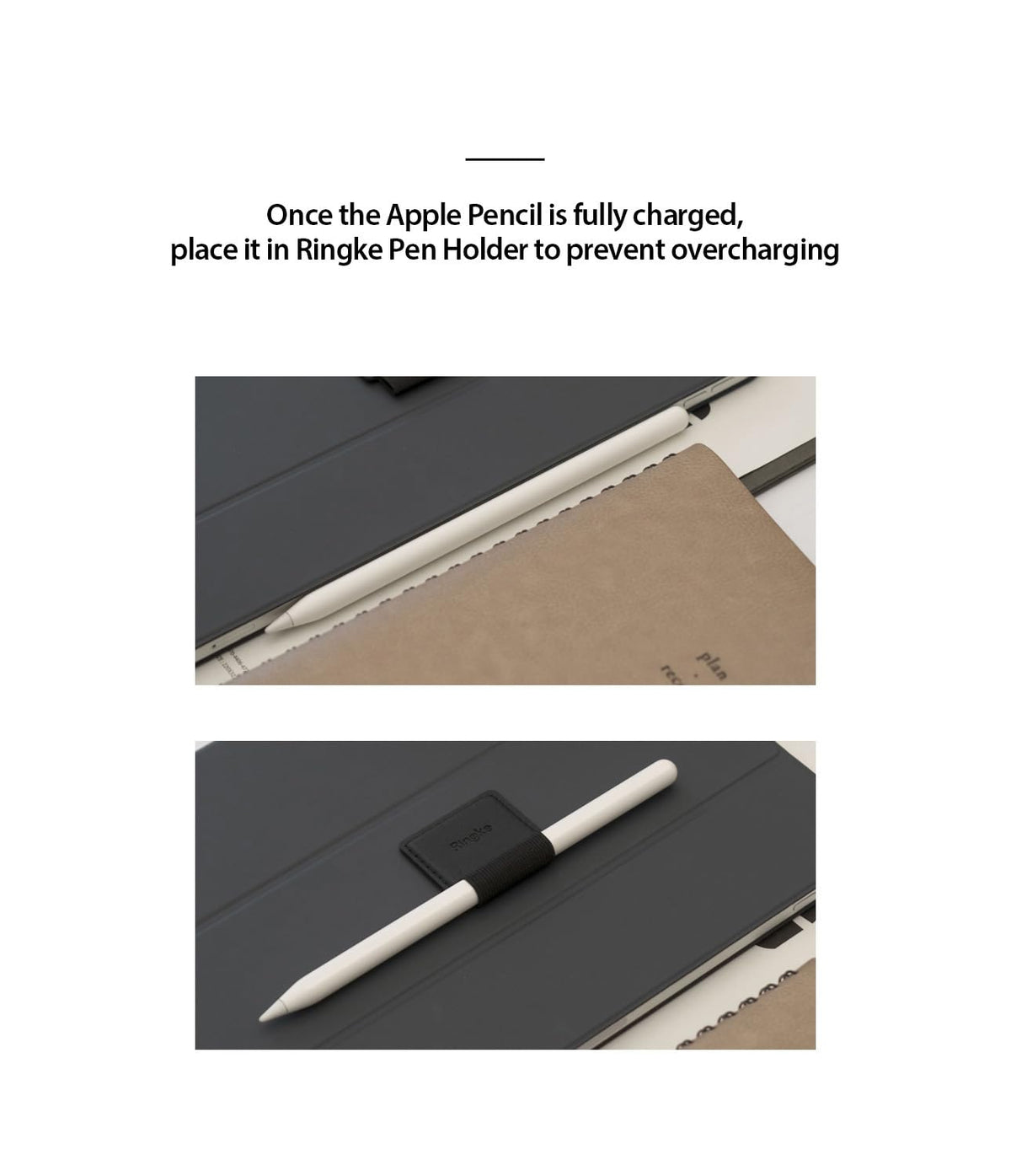 Ringke Pen Holder for Apple Pencil, Journal, Notebooks, and More - 3M Self Adhesive PU Leather