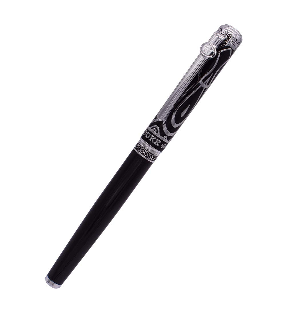 Lanxivi Duke Sweet Heart Pattern Black Fountain Pen Ruby Silver Trim