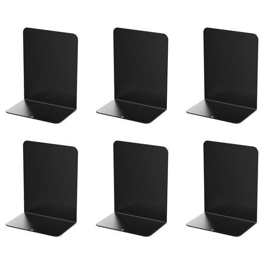 Book Ends, 6 Pieces Metal Bookend for Shelves, Bookends for Heavy Books