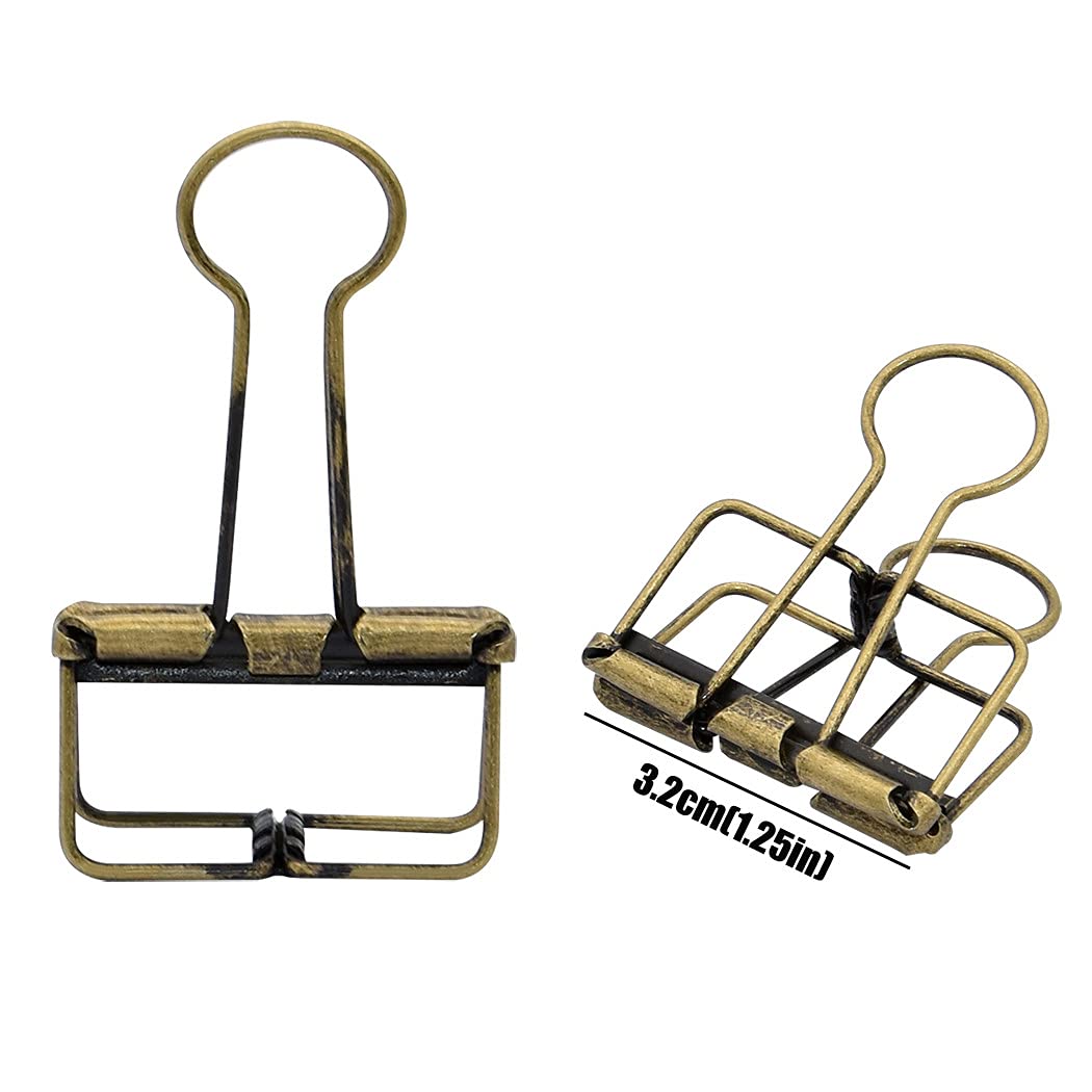 Binder Clips Paper Clamps 32mm Clips for Office School Supplies (Bronze)