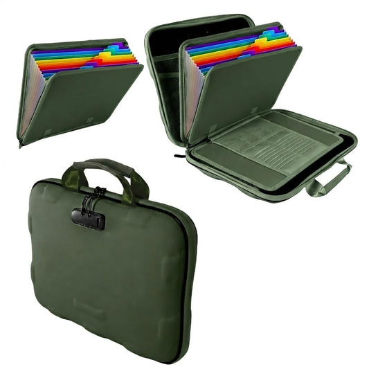 Fireproof Document Box, Hard Case Fireproof File Organizer Box with Lock and 13 Pocket Accordion