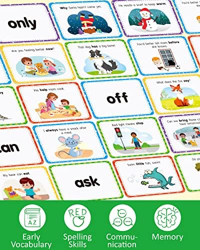 Coogam Sight Words Educational Flashcards - 220 Dolch Sightwords Game with Pictures &