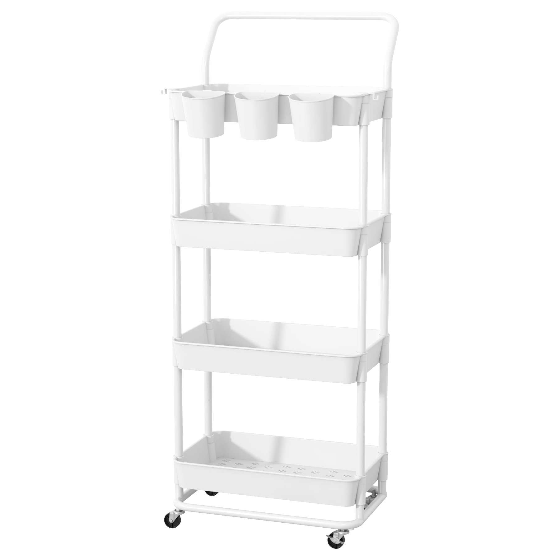 Buzowruil 4-Tier Rolling Utility Cart, Storage Cart with Handle Multi-Purpose and Locking