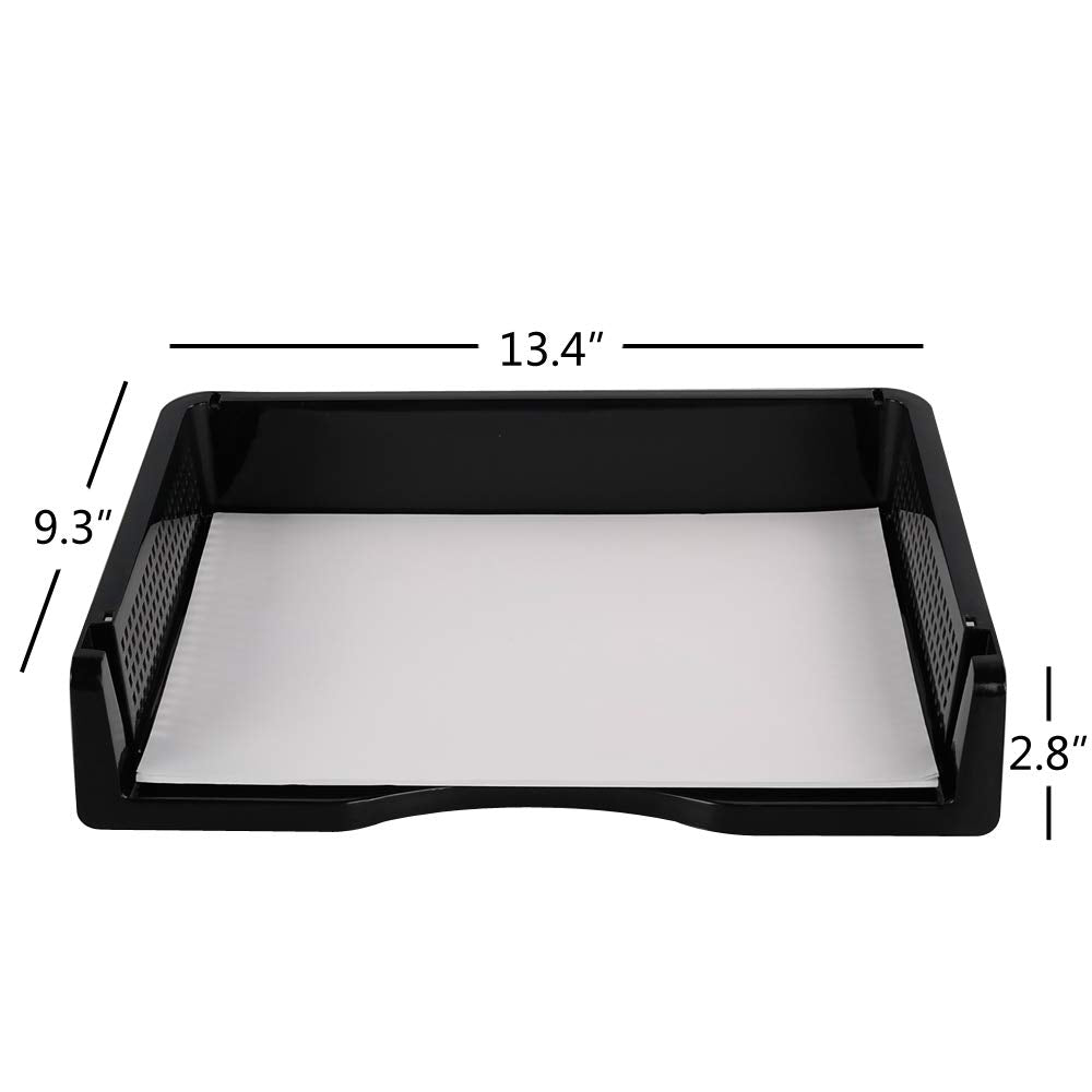 Kekow 6-Pack Plastic Stacking A4 Size Desk Organizer Tray, Black