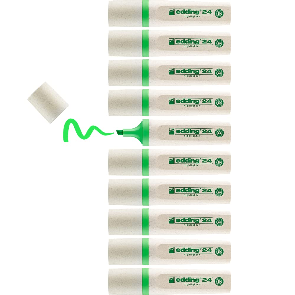 edding 24 EcoLine highlighter - lightgreen - 10 highlighters - chisel nip 2-5 mm - for quick and