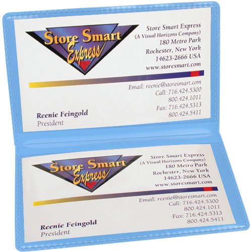StoreSMART - Powder Blue Folding Business Card Holders - 25 Pack - Polypropylene Plastic