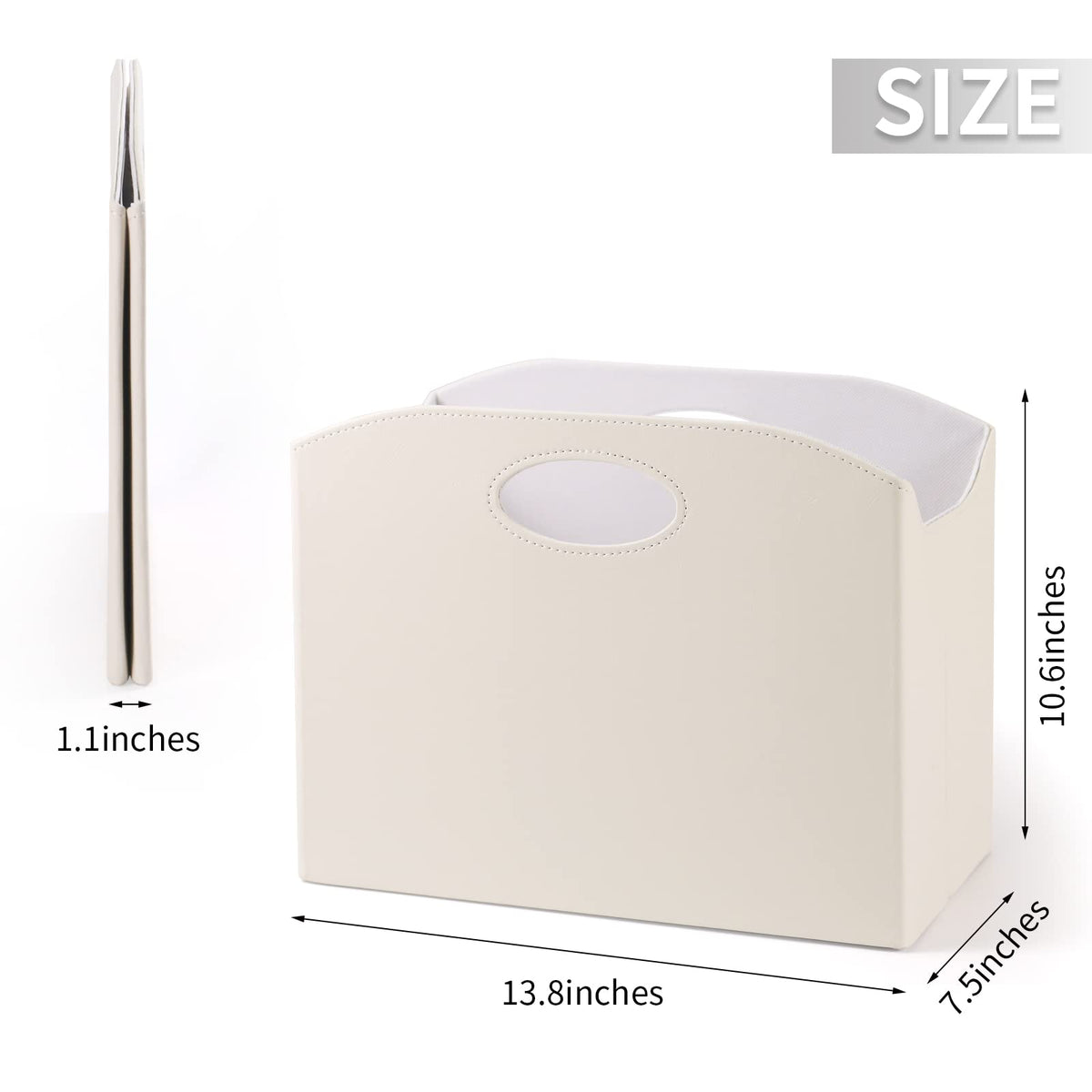 EZDeco Magazine Holder Foldable Magazine Rack Floor PU Leather File Holder Newspaper Book Storage