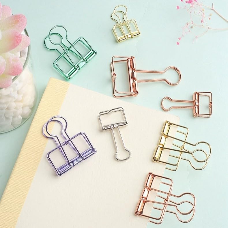 Purple Binder Clips - 36 Pack, 3/4 Inch, 19mm, Hollow Out, Capacity 0.31 Inch, Fold Clamp, Paper &