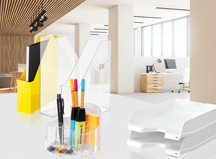 HAN 17460-11, RONDO Desk tidy. Elegant, glossy, premium quality with 9 compartments, light-grey