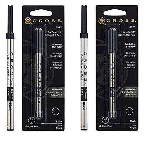 Cross Refill for Selectip Gel Roller Ball Pen, Black, 1 per Card (8523) (Twо Pаck, Black)