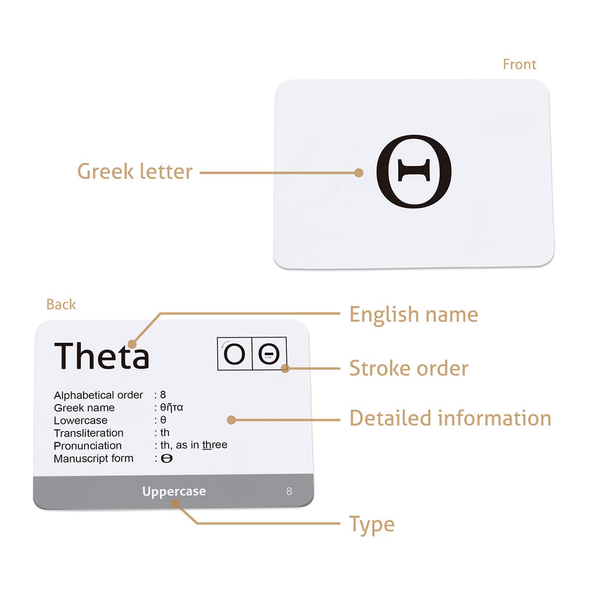CARDDIA | Biblical Greek Alphabet Educational Flashcards | Includes Uppercase, Lowercase, Diacritic