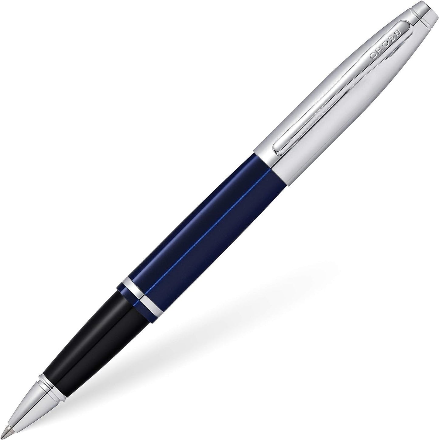 Cross Calais Rollerball Pen, Chrome & Blue Lacquer, Medium Point, Black Ink