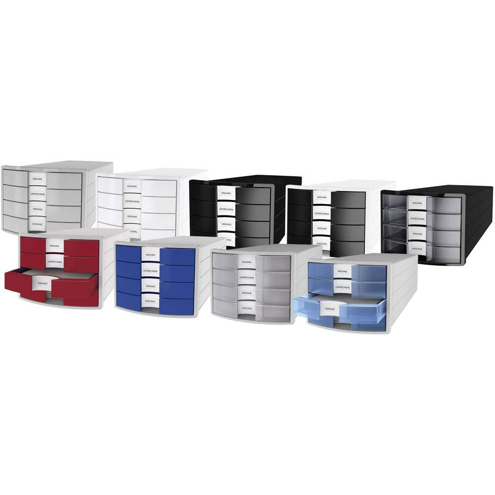 Han Impuls Drawer Box A4/C4 with 4 Closed Drawers Light Grey/Blue