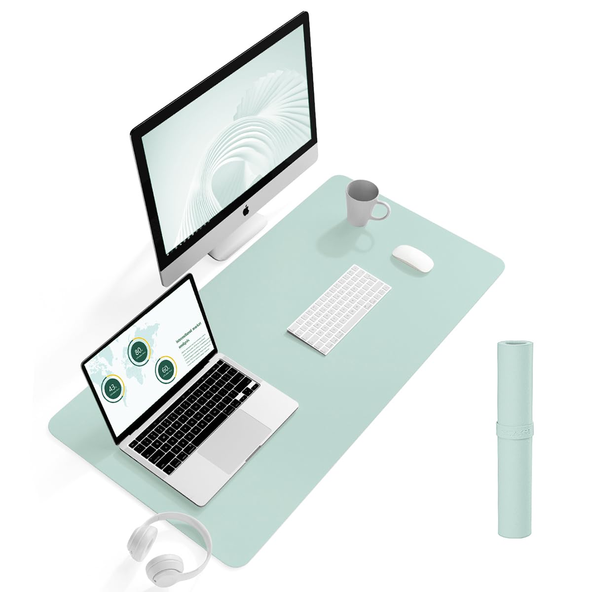 YSAGi Non-Slip Leather Desk Pad L Size, Waterproof Laptop Computer Desk Keyboard Mat, Table