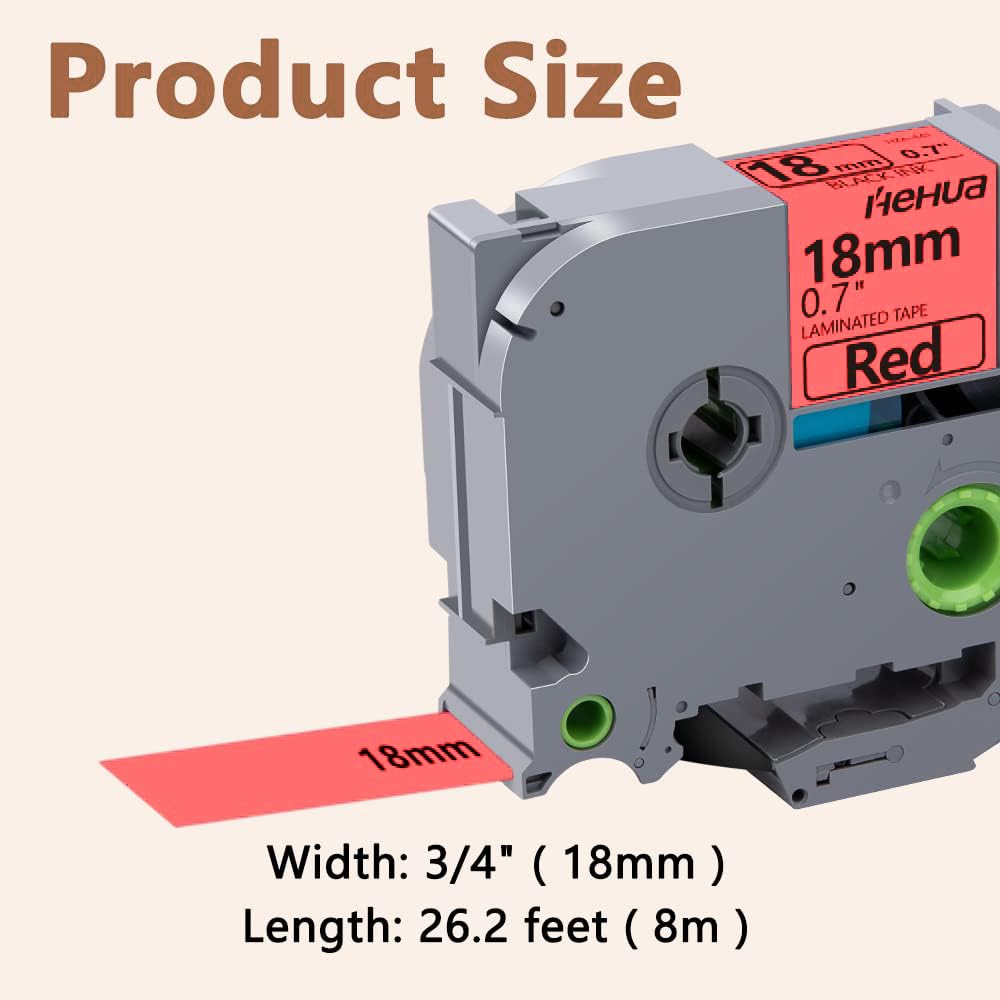 Hehua TZ441 3PK Compatible for Brother 18mm Label Maker Tape Black on Red