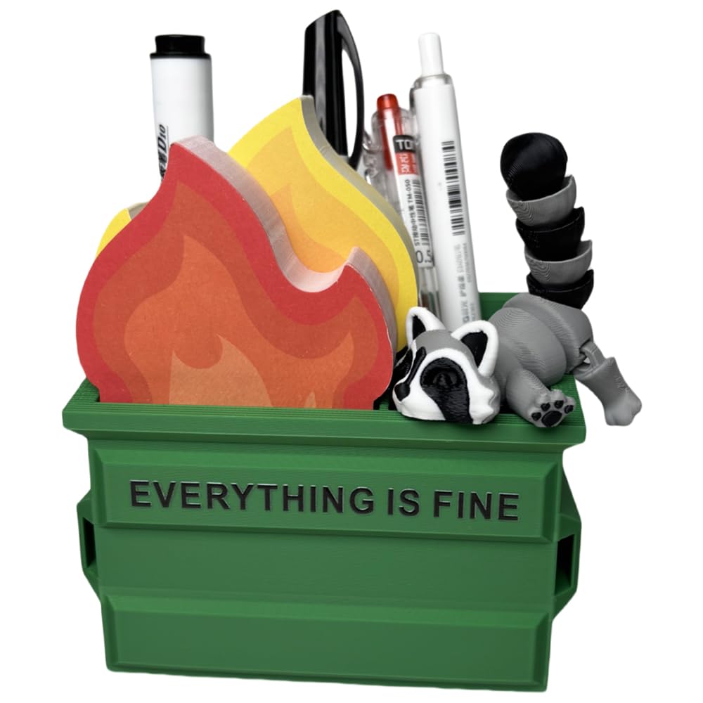Funny Garbage Can Fire Pen Holder 300 Sticky Notes -Gag Gifts for Coworkers