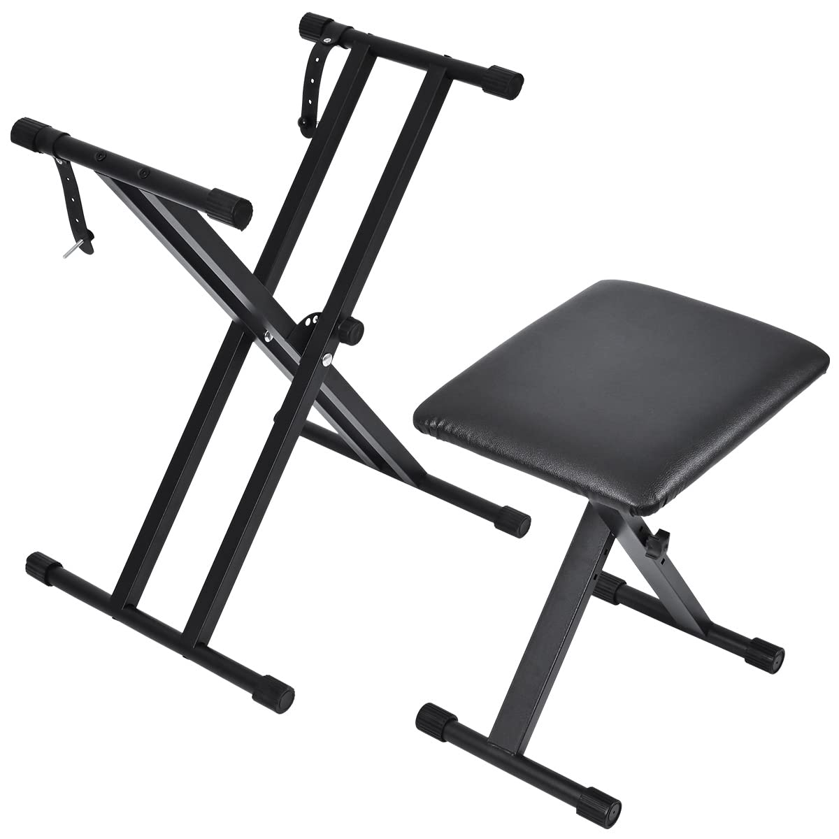 Tipatyard Keyboard Stand & Bench Set, Upgrade Heavy Duty Double-X Keyboard Stand, Adjustable &