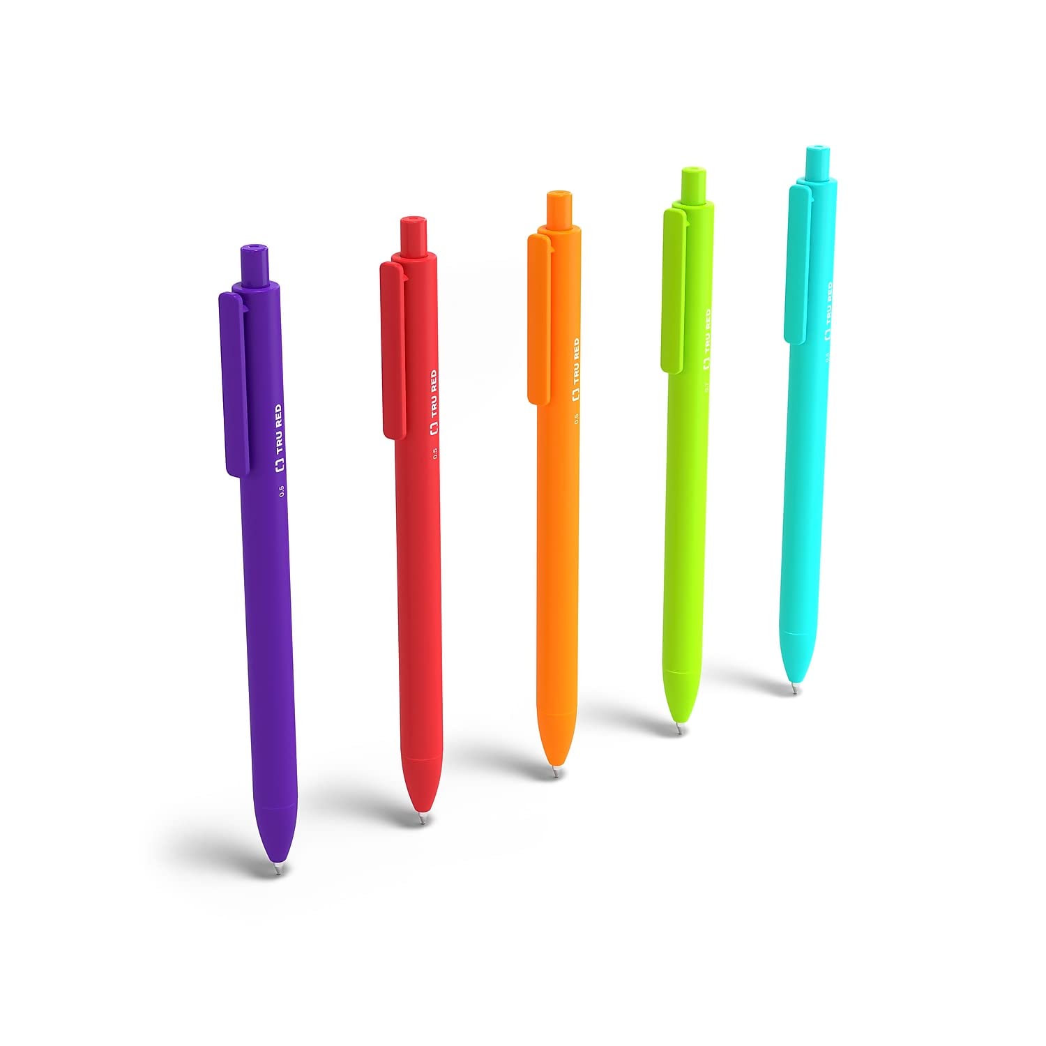 TRU RED Retractable Gel Pens, Fine 0.5mm, Assorted Ink, 15-Pack