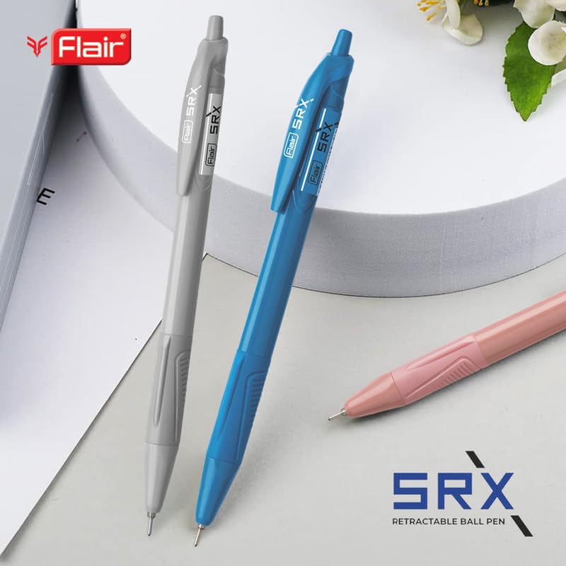 FLAIR Srx 0.7mm Retractable Ball Pen Jar | Triangular Body Design For Better Grip | Light Weight