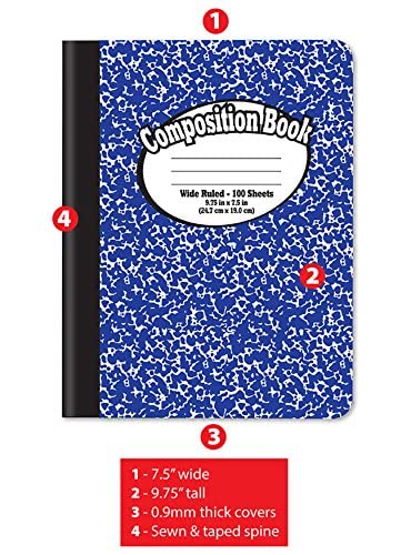 Better Office Products Composition Book Notebook - Hardcover, Wide Ruled (11/32-inch), 100 Sheet