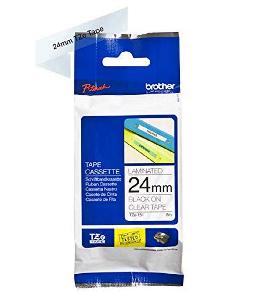 Brother TZe-151 Labelling Tape Cassette, 24 mm (W) x 8 m (L), Laminated, Brother Genuine Supplies