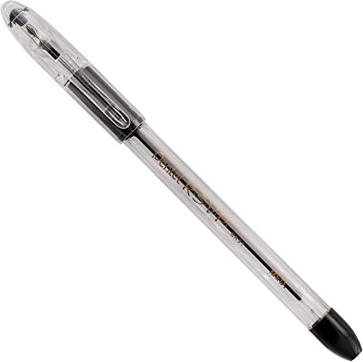 Pentel RSVP Medium Point Pens - 1.0mm - 12 Pack of 6 Black & 6 Blue Ballpoint Pens