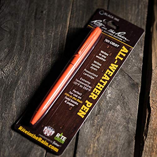 Rite In The Rain Rite in the Rain Weatherproof Orange Metal Retractable Ballpoint Pen - Black Ink