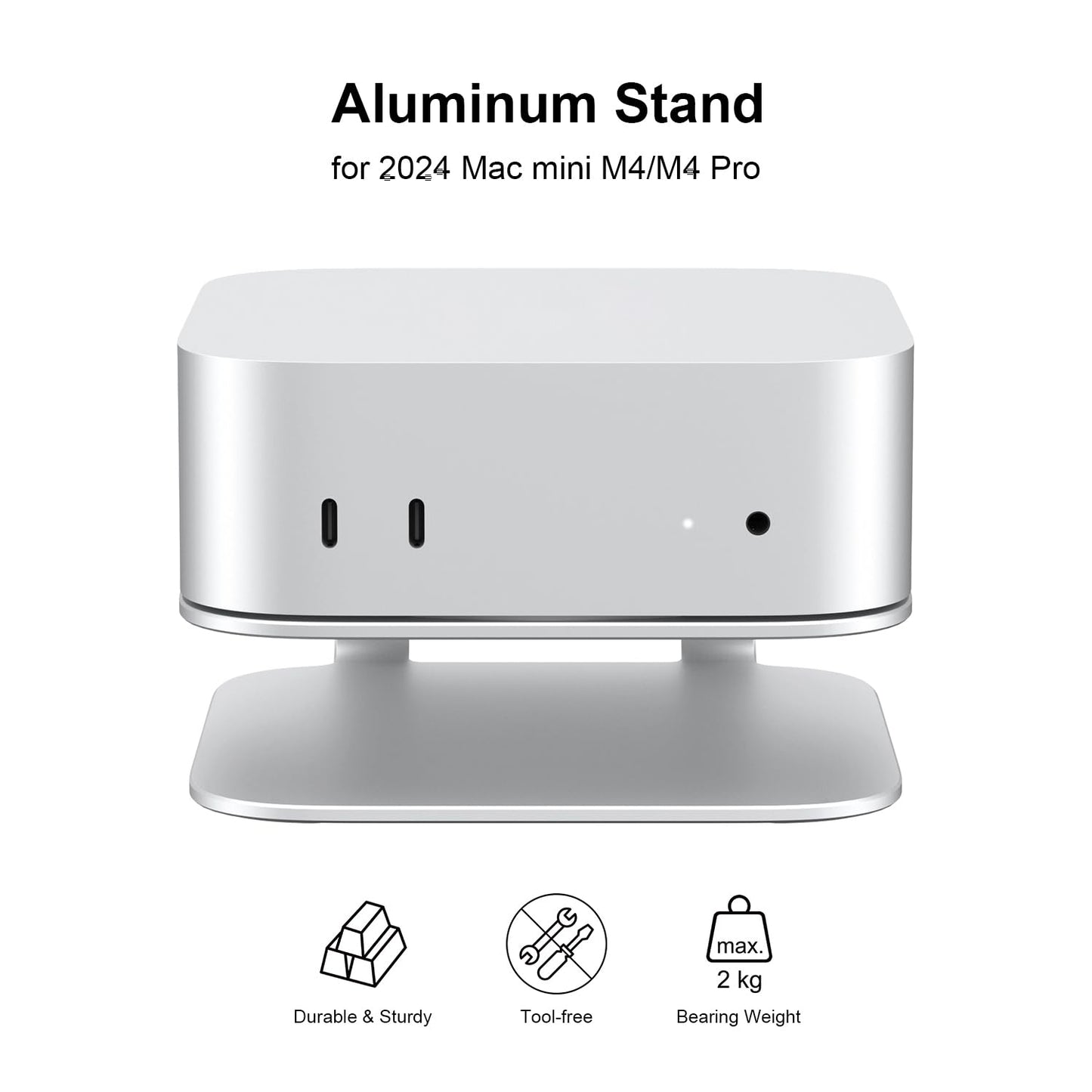 Qwiizlab Aluminum Stand for 2026 Mac mini M6/M5 Pro, Compatible with 2024 Mac mini M4/M4 Pro, Easy