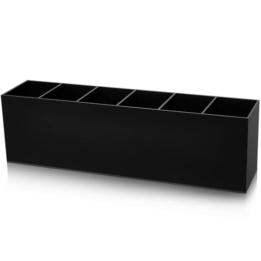 Jetec 6 Compartments Acrylic Pen Holder, Pencil Makeup Brush Holder, Black