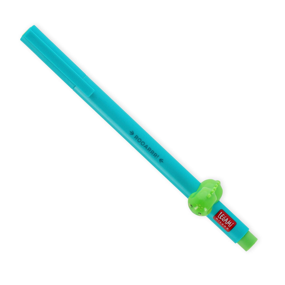 Legami - Gel Pen with Decorative Animal - Lovely Friends, Prevents Rolling, Green Ink, Removable