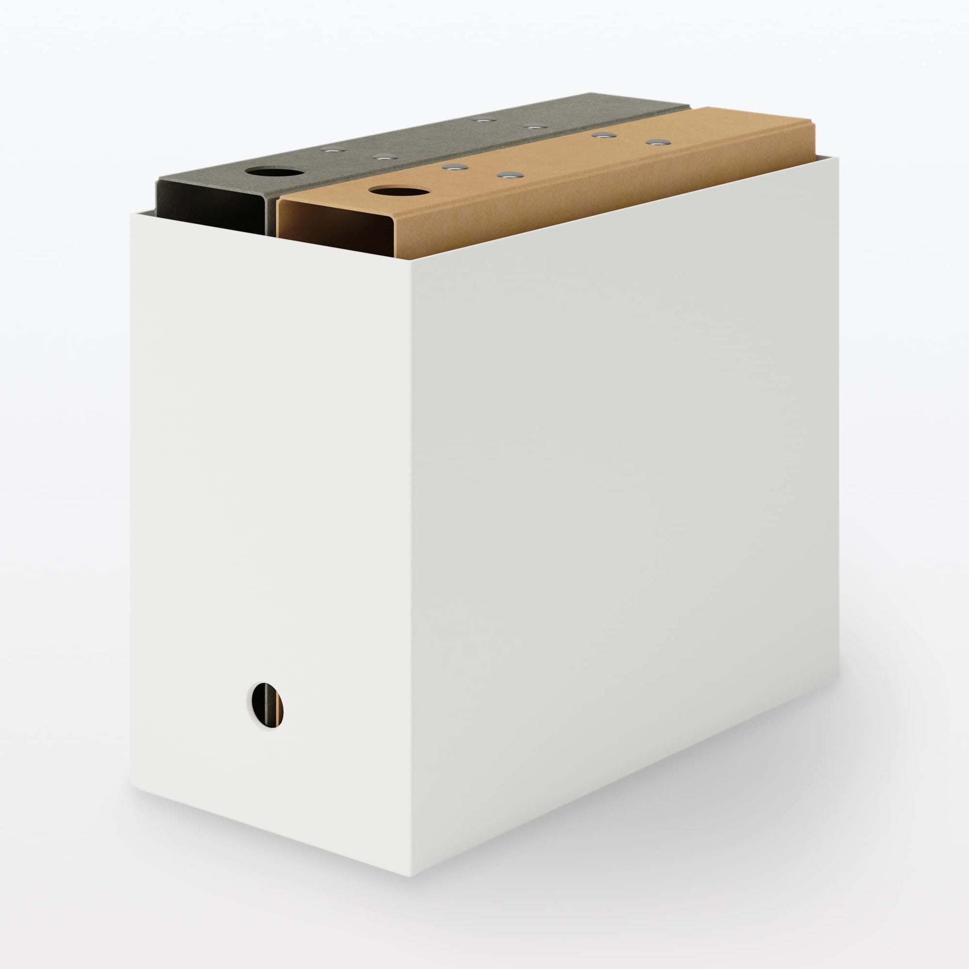 MUJI NCE47A3A File Box with Recycled Polypropylene, Standard Type, Wide, White, Gray, Approx. Width