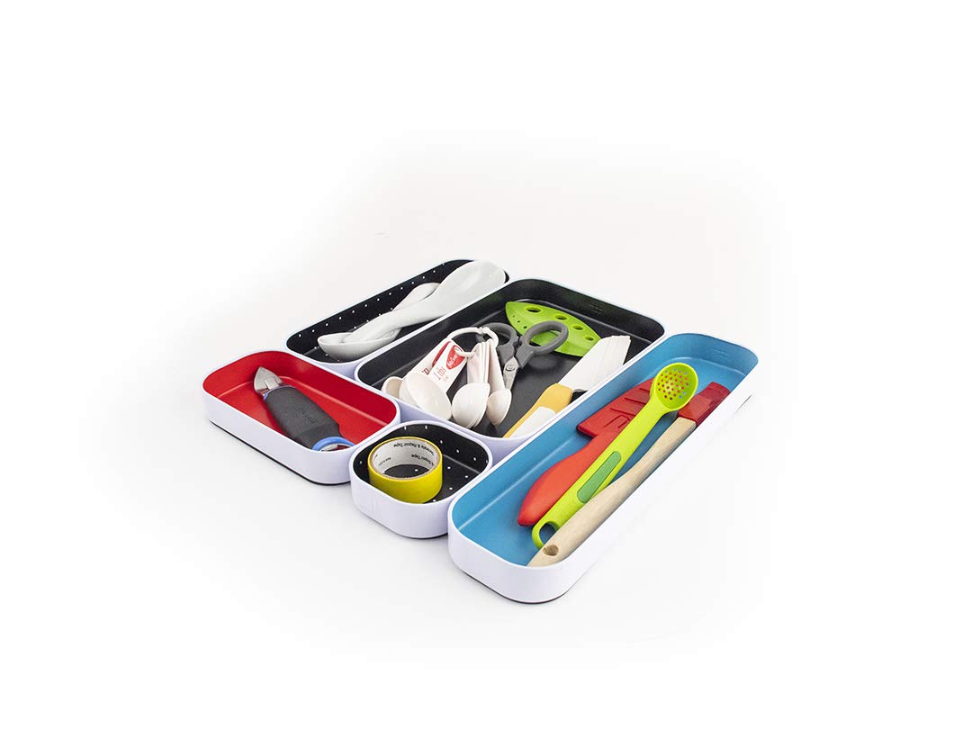 Three by Three Seattle Metal Drawer Organizer Tray Set, 5-Pc, 1" (Multi)