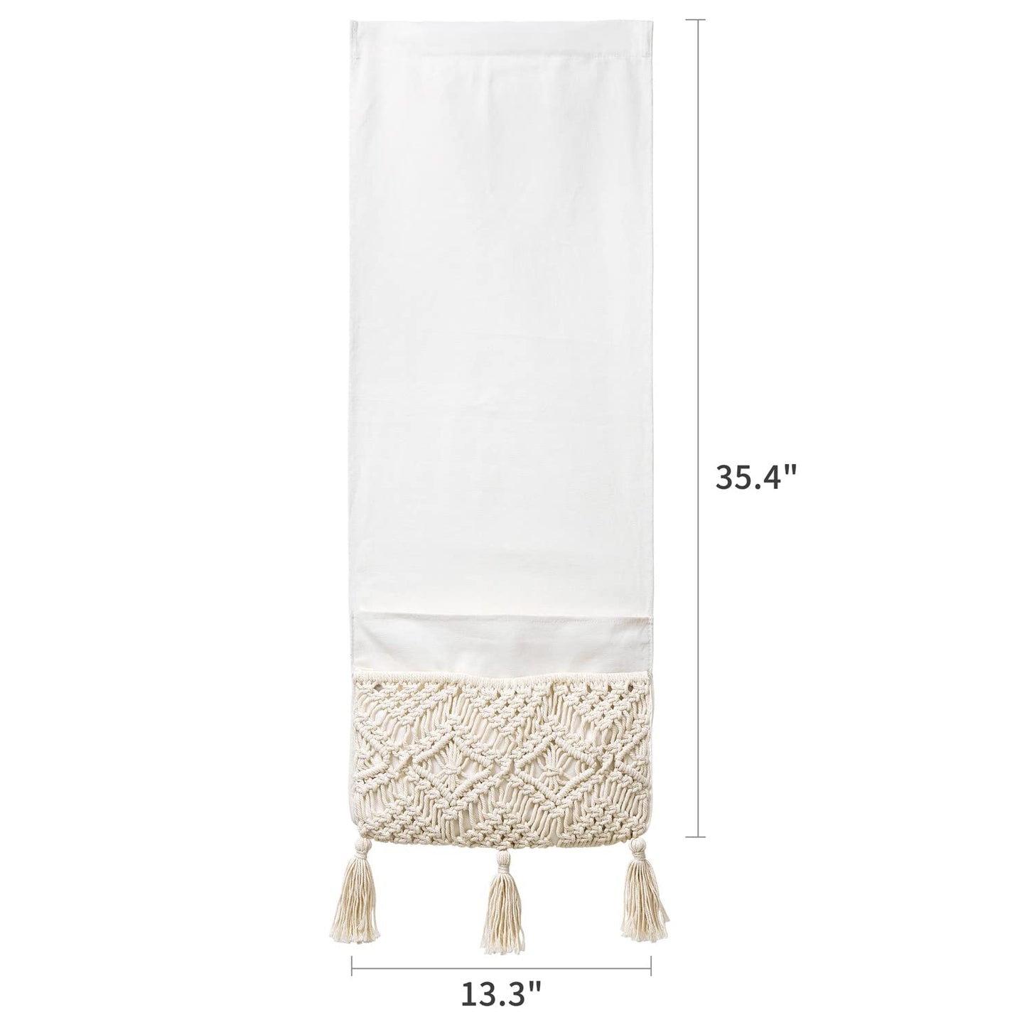 Mkono Macrame Armchair Caddy, Boho Couch Armrest Organizer, 4 Pockets Beige