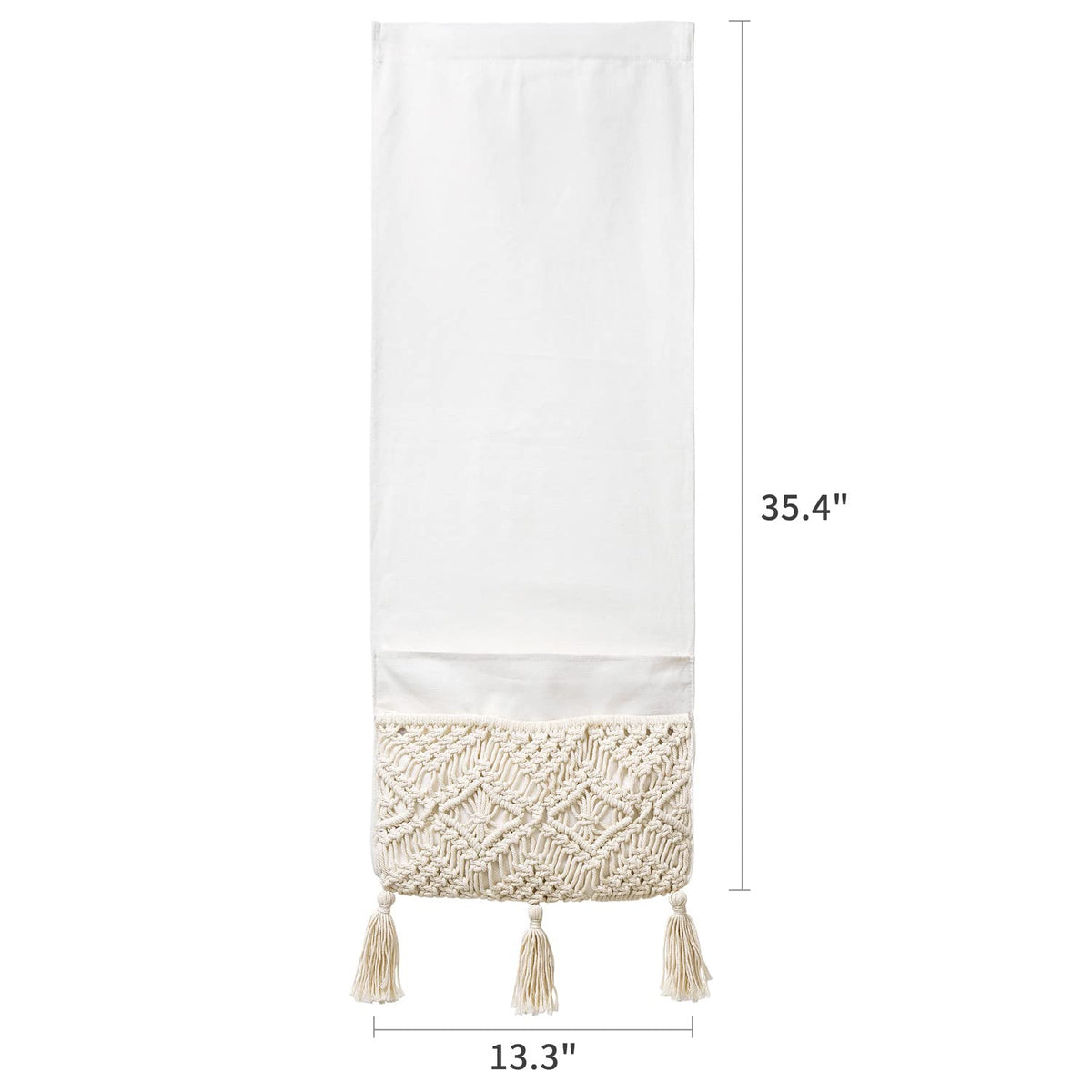 Mkono Macrame Armchair Caddy, Boho Couch Armrest Organizer, 4 Pockets Beige
