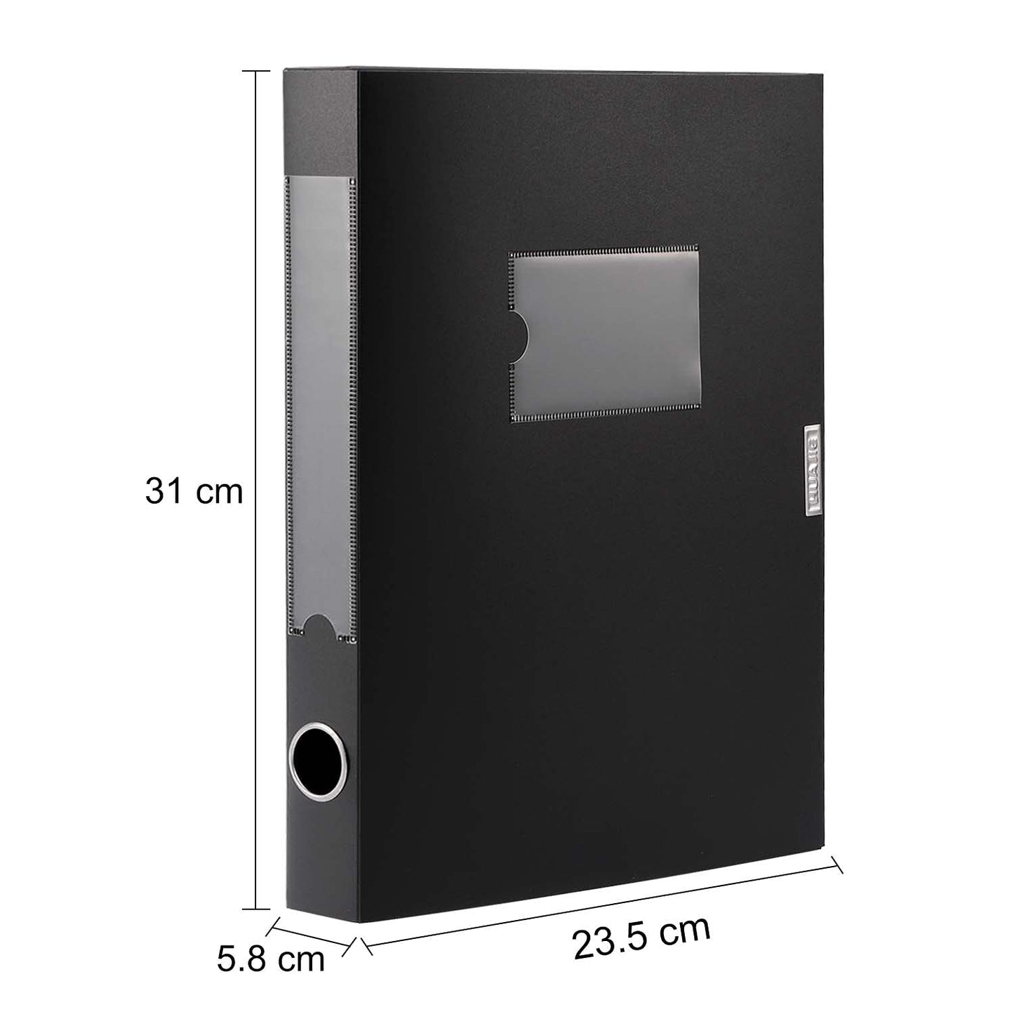 HUA JIE 4 Pack A4 Storage File Boxes Plastic Archives Cases with Lid,Black