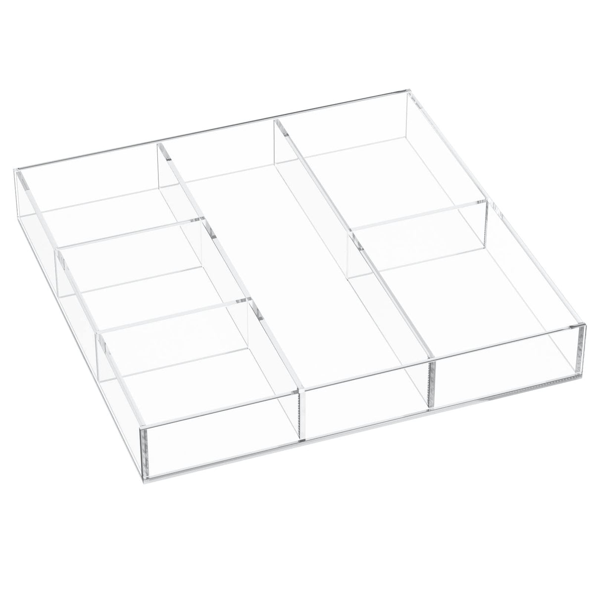 HIIMIEI Acrylic Drawer Organizer, 6 Section Clear Makeup Tray Organizer for Drawer Office
