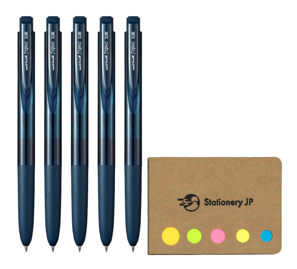 Stationery JP Signo RT1 Gel Ink Pen 0.38 Blue Black 5Pck