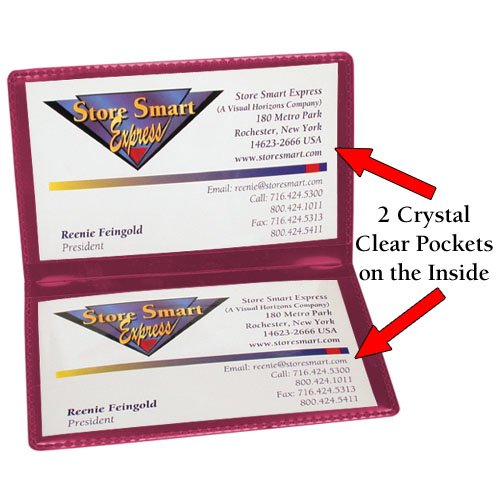 STORE SMART - Metallic Maroon Folding Business Card Holders - 10 Pack - Polypropylene Plastic