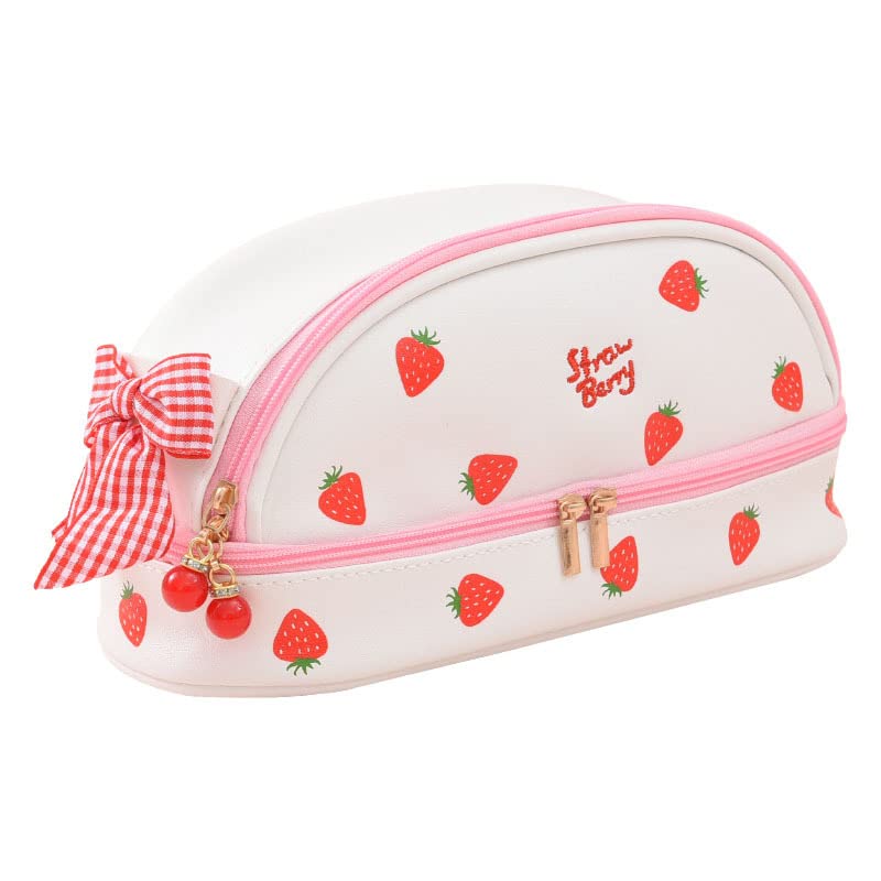 Donloise Large Capacity Pen Pencil Case Kawaii Stationery Pouch, Students PU Leather Aesthetic